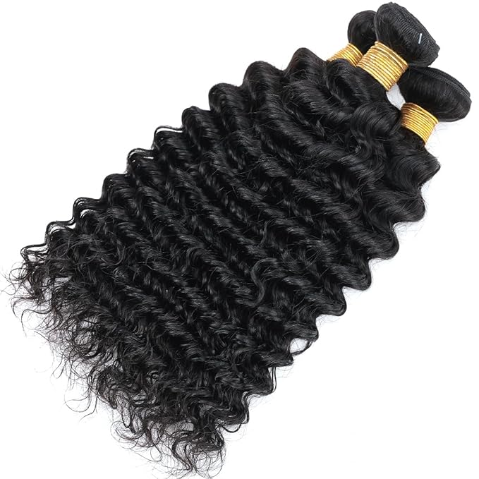 Human Hair Bundles BrazilianDeep Wave One Bundle 14inch 100% Unprocessed Virgin Human Hair Deep Wave Quick Weaves Raw Bundles Deals Natural Black