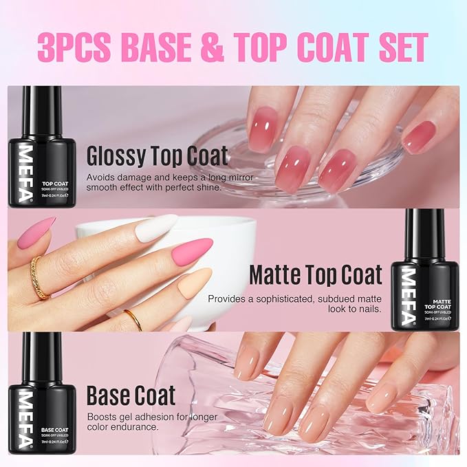 MEFA 56 Pcs Gel Nail Polish Kit with U V Light 32 Colors Bright Neon Spring Summer Fall Pink Gel Polish Nail Set Essential Manicure Tools Nails Decorations Gifts for Women