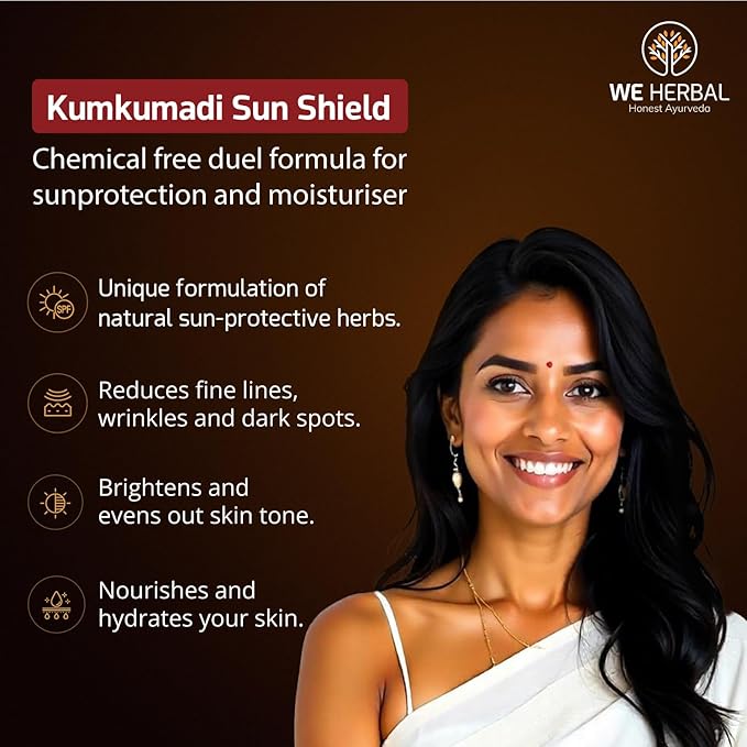Kumkumadi Sunscreen | Ayurvedic Sun Shield with Saffron Aloe Vera &amp Licorice | Sun Protection Without White Cast | Non-Greasy No Chemicals or Fragrance | 100ml