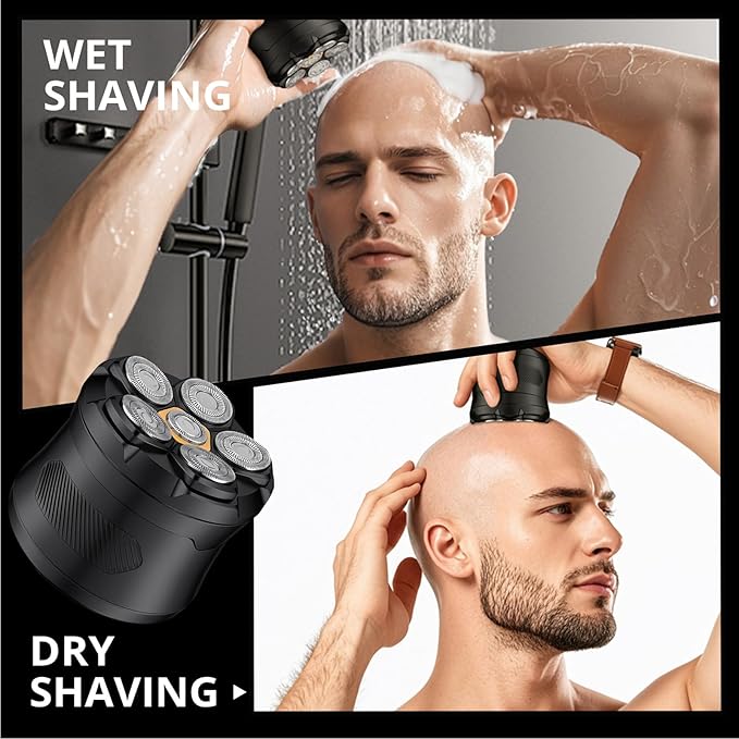 Bald Hair Clipper Hair Trimmer for A Bald Head Beard Shaver Magnetic Six-Blade Head Easy to Clean USB Charging Two-Speed Settings Extra-Long Battery Life an Ideal Gift for Fathers and Men