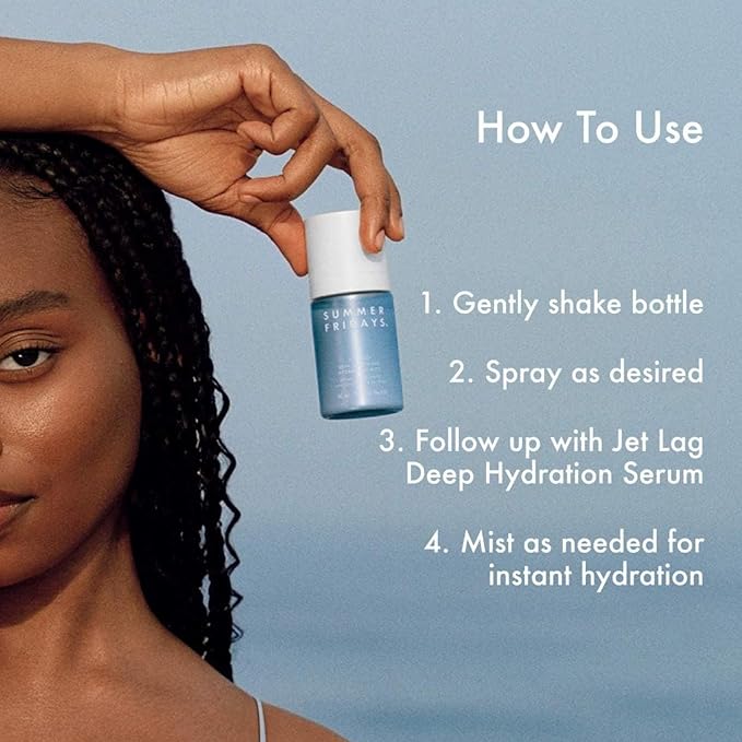 Summer Fridays Jet Lag™ Essentials - Mini Hydrating Skin Care Set With Jet Lag™ Mask Eye Patches Deep Hydration Face Serum &amp Hydration Mist - Travel Size Skincare Kit &amp Holiday Gift Set (4 C