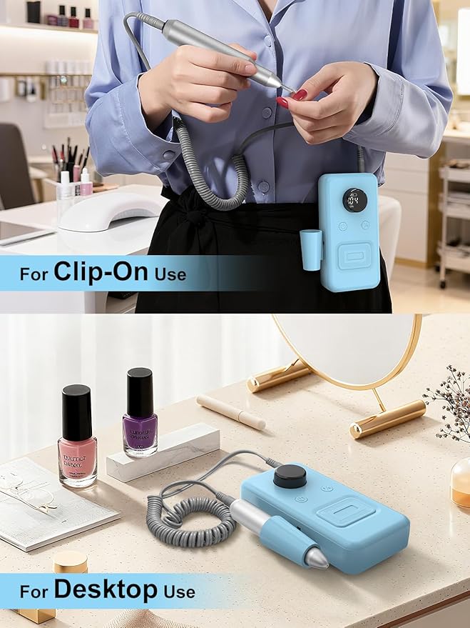 COPPA Portable Nail Drill NDK106 Electric Nail Drill Professional Kit with 12 Bits 31 Sanding Bands 45000RPM Rechargeable Nail Drills Machine for Acrylic Nails Gel Polishing Removing Home &amp Sal