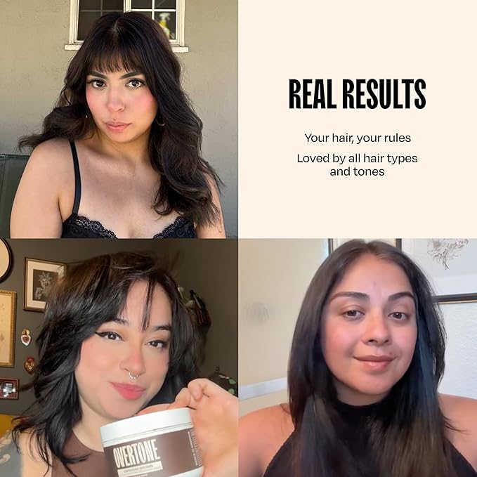 Overtone Semi Permanent Hair Color Conditioner Espresso Brown 8 oz Nourishing Damage-Free Color Depositing Mask for All Hair Types with Shea Butter &amp Coconut Oil Vegan &amp Cruelty-Free
