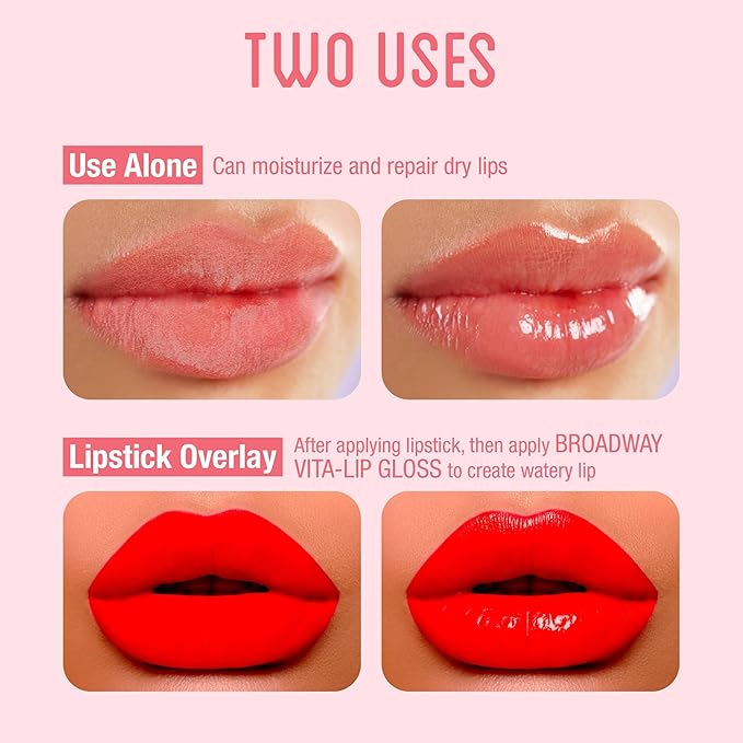 Ruby Kisses Broadway Vita-Lip Clear Lip Gloss (48 Pack) Ultra-Hydrating &amp Soothing Formula with Vitamins High-Shine Non-Sticky Finish Lip Balm with Mint Rosehip Coconut Mango Argan Honey S