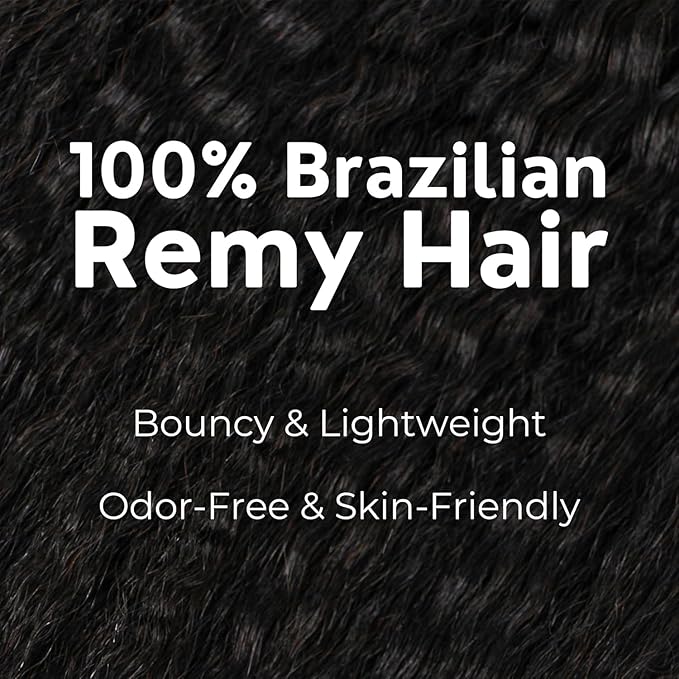 SIYUSI Kinky Straight Clip In Extensions 100% Brazilian Remy Human Hair Clip Ins Scalp-Friendly Invisible Clips Natural Black 3.52oz 7Pcs (16 Inch)