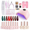 MelodySusie Gel Nail Polish Kit with UV Light P-PLUS30F- Popular Color Gel with Builder and Baser &ampGlossy Top Coat Soak Off Includes Nail Art Tools Nail Art Gift for Women &amp Girls