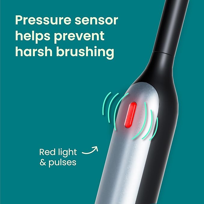 Quip 360 Oscillating Rechargeable Electric Toothbrush with Extra Brush Head - Soft Bristles Pressure Sensor 3 Intensities 30-Day Battery Life 2-Min Timer Travel Case Mirror Mount - Blue Stone
