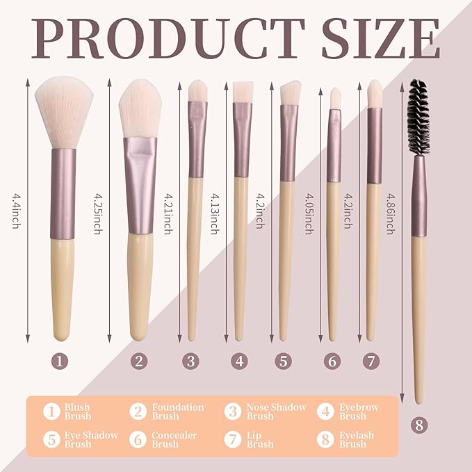 16 Sets Travel Makeup Brush Set Synthetic Fiber Face Foundation Make up Brushes Bridesmaid Gift with Travel Makeup Bag for Wedding Bridal Shower Favors Bachelorette Party Gift (Ivory Beige)
