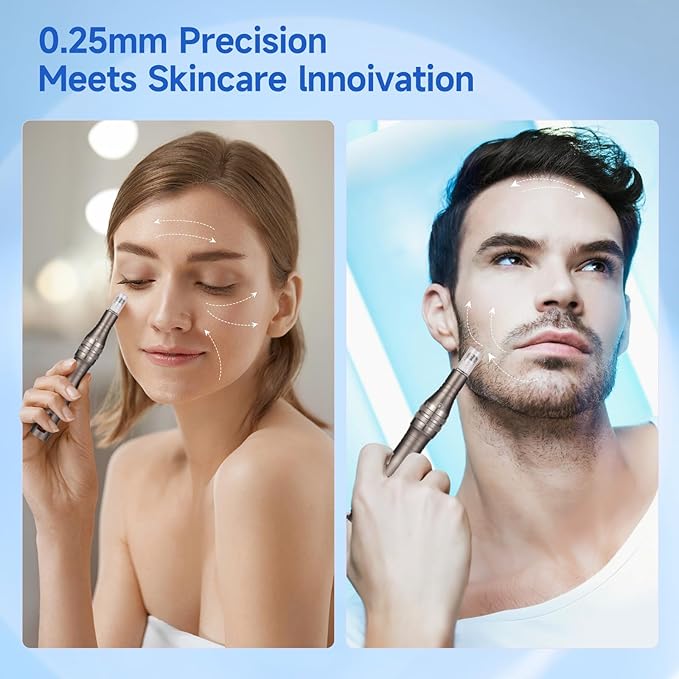 0.25mm Home Use Microneedle Derma Roller Pen Derma Pen for Women Men - Microneedling Skin Care Beauty Kit Tool for Face Hair Beard