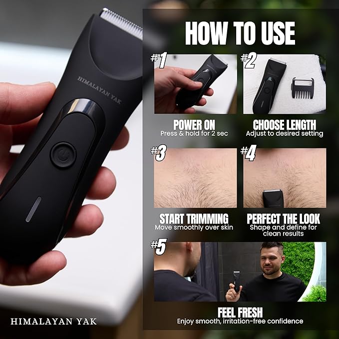 Dual-Head Electric Body Hair Trimmer for Men &amp Women Waterproof Groin &amp Bikini Shaver Wet/Dry Groomer with Replaceable Ceramic BladesUSB Recharge Dock Hygiene Razor for Full-Body Use
