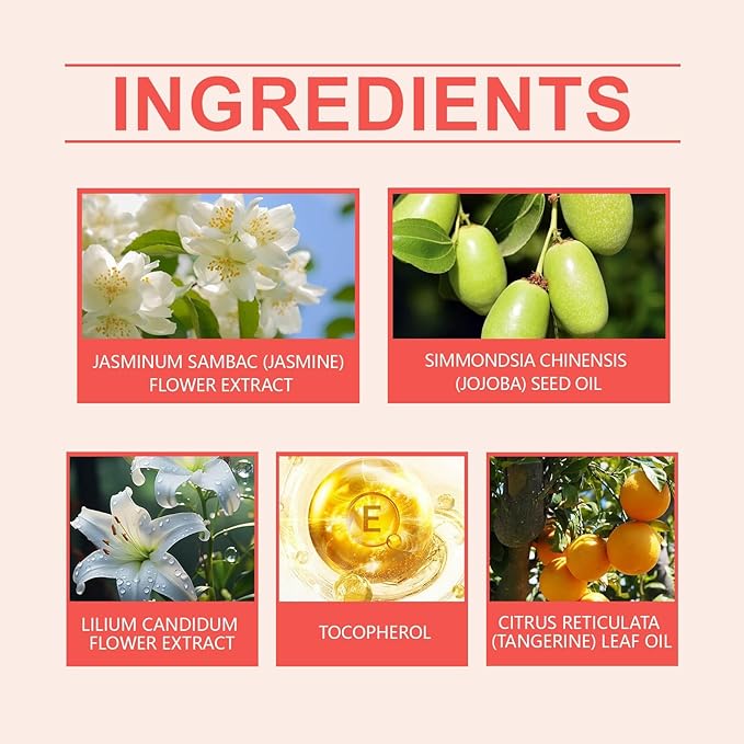 Jasmine Fresh Scent Perfume - Long-lasting Floral And Fruity Fragrance Natural Mild Portable Enhances Personal Charm(3PCS)