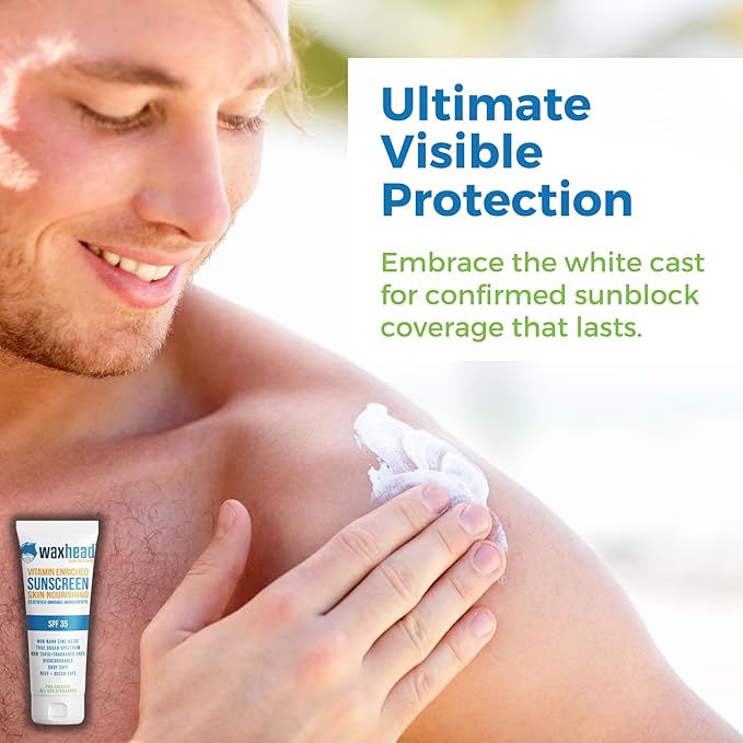 Waxhead Non-Nano Zinc Oxide Sunscreen EWG Sunscreen with Zinc Oxide for Face + Body Mineral Natural Non-Toxic Pure Sunblock Biodegradable Cream Lotion Sun Block Tattoo Eczema Vitamin D + E (4oz)