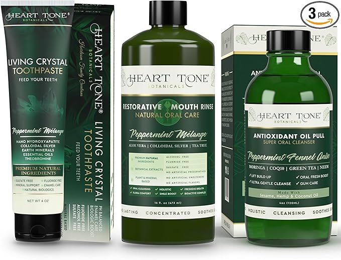 Oral Care Set | Natural Toothpaste Oil Pull &amp Mouthwash | Radiant Smile | Fluoride-Free &amp Clean Ingredients | Mineral Complex | Natural Enamel Care | Botanical Plant Based