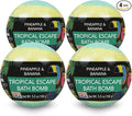 Nature's Beauty Tropical Escape Pineapple &amp Coconut Scent Bath Bomb Multi-Pack - Natural Hand Crafted Luxury Spa Bomb Nourish Dry Skin Made w/Coconut Oil + Witch Hazel 5.5 oz (4 Pack)