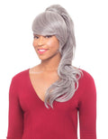 Alicia Beauty Foxy Silver Collections Fusion High Heat Synthetic Long Wavy Ponytail Style Hair Piece Instant accessories Bang and Drawstring - DUET 3 (4)