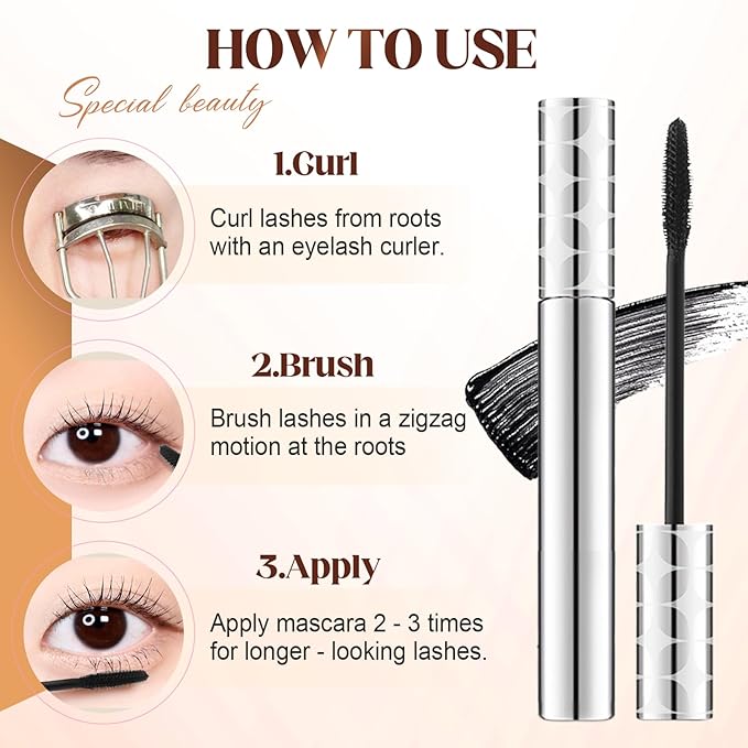 Mascara for Older Women 60 Plus 2026 New Mascara Volume and Length for Mature Women with Thinning Lashes Waterproof Non Clumping Long Wear for Eyelash Makeup (Brown)