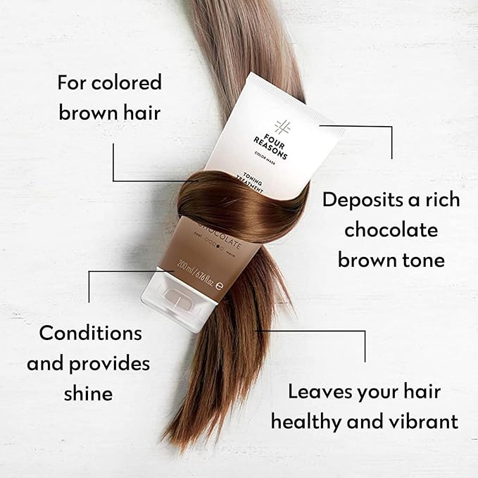 Four Reasons Color Mask - Chocolate - (27 Colors) Toning Treatment Color Depositing Conditioner Tone &amp Enhance Color-Treated Hair - Semi Permanent Hair Dye Vegan and Cruelty-Free 6.76 fl oz