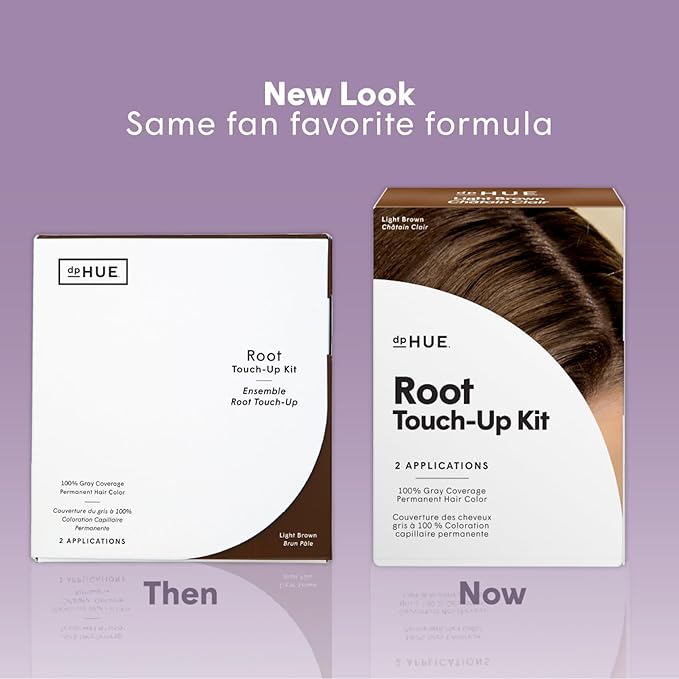 dpHUE Root Touch-Up Kit Light Brown - Permanent Hair Color for Gray Coverage - Includes Two Applications - Paraben SLS &amp SLES Sulfate Free - Leaping Bunny Certified