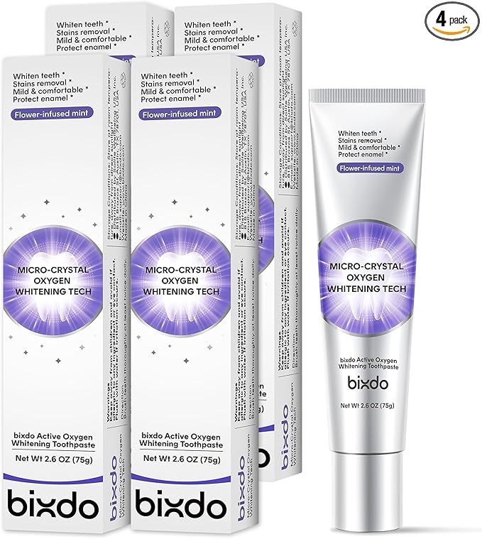 Pap Teeth Whitening Toothpaste Hydroxyapatite Enamel Repair for Sensitive Teeth &amp Gums Fluoride-Free 28 Days Brightening Flower Mint 2.6oz (Pack of 4)