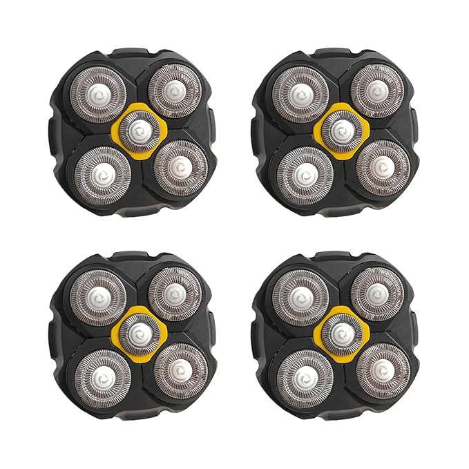 Replacement Heads Compatible with Microtouch Titanium Electric Head Shaver Titanium Razor Replacement Blades For Micro touch Head Shaver Hypoallergenic Hair Clippers Blades For Bald Men - 4 Pack