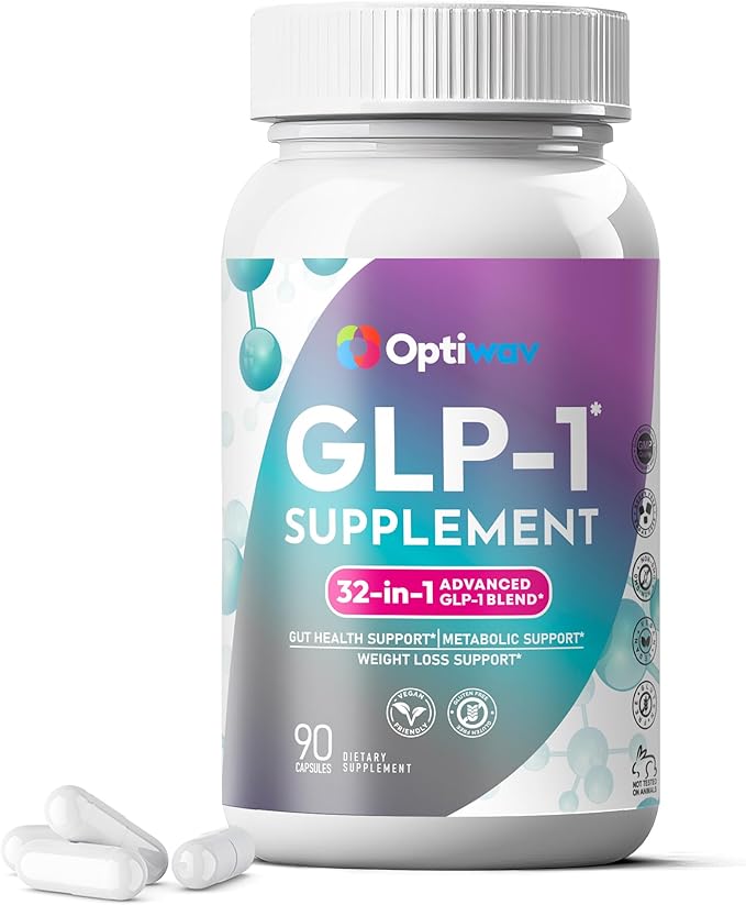 GLP-1 Supplement for Weight Loss - 32-in-1 GLP1 Booster with Probiotics for Women &amp Men - Natural Daily Oral Support to Boost Fat Burn Metabolism &amp Gut Health - Vegan Gluten Free Sugar Free