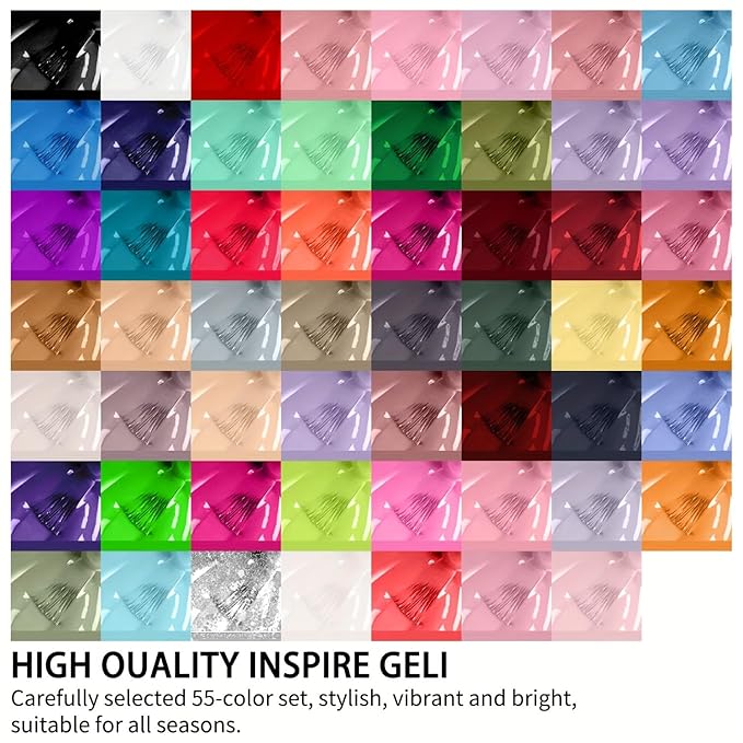 55 Color Gel Nail Polish Set Full Colors Necessary Professional Nail Art DIY Tools 8ml each Lasting and Durable Soak Off Gel/UV Nail Polish Ideal for Nail Salon or Home DIY