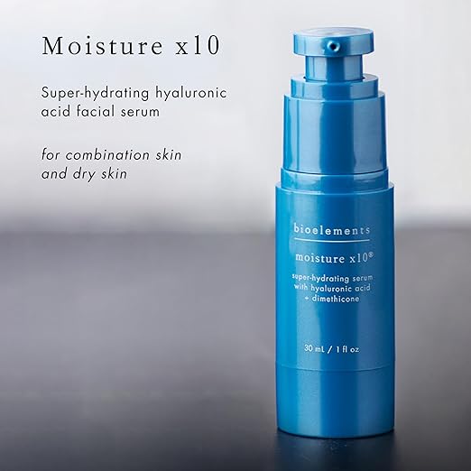 Bioelements Moisture x10 - 1 fl oz - Super-Hydrating Hyaluronic Acid Facial Serum - For Dry &amp Combination Skin Types - Vegan Gluten Free - Never Tested on Animals