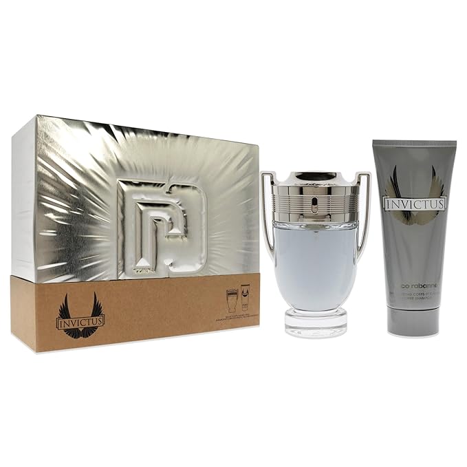 Paco Rabanne Invictus for Men - 2 Pc Gift Set 3.4oz EDT Spray 3.4oz All Over Shampoo