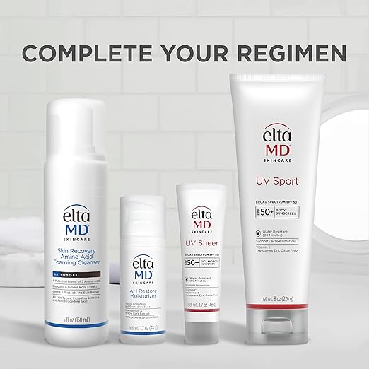 EltaMD UV Sport Sunscreen Lotion SPF 50 Body Sunscreen Water and Sweat Resistant Oil-Free Zinc Oxide Formula