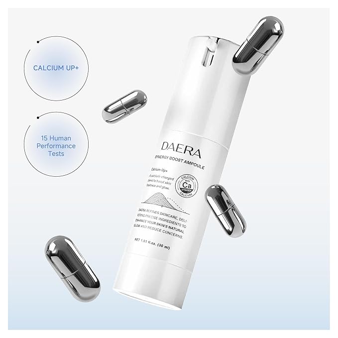 DAERA Synergy Boost Ampoule - Brightening Face Serum &amp Dark Spot Correcting Ampoule with Calcium Up+ Complex Anti-Aging Serum Fades Wrinkles Korean Skincare for Glowing Skin 30ml