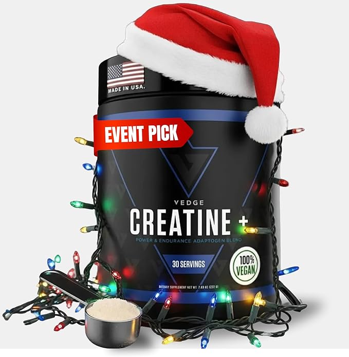 vedge Nutrition Creatine + | Vegan Plant-Based Creatine Monohydrate Powder | Energy Performance &amp Function | Ergogenic Aids for Athletes | Unflavored 30 Servings