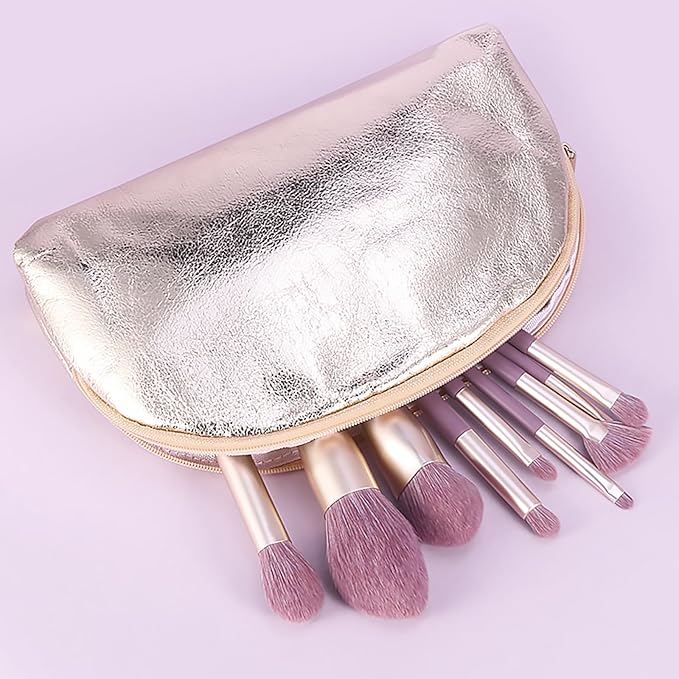Purple Natural Fiber Makeup Brushes Set with Case Vegan Makeup Brush Set Professional by ENZO KEN Colorful Cosmetic Brushes Makeup Set Make up Brush Set Professional Purple Makeup Brush Set Vegan.
