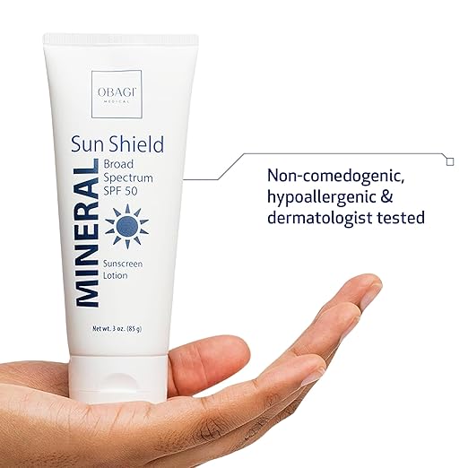 Obagi Sun Shield Hypoallergenic Mineral Sunscreen ? Broad Spectrum SPF 50 Protection from the Sun ? Sheer Quick-Absorbing Formula ? 3 oz