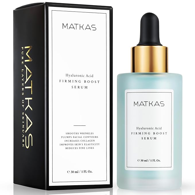 MATKAS Korean Firming Boost Hyaluronic Acid Serum 1 Fl. Oz. - 2% Niacinamide and Hyaluronic Acid Serum for Face Korean Skin Care for Anti Aging Hydrating Peptide Face Moisturizer for Dry Skin