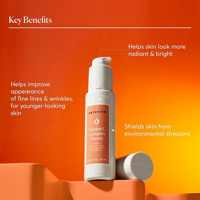 Naturium Vitamin C Complex Face Serum Anti-Aging Facial Treatment with Hyaluronic Acid &amp Vitamin E 1 oz