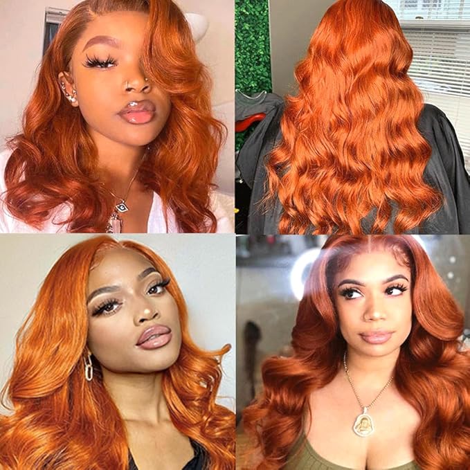 34 34 34 inch Ginger Bundles 350 Body Wave Bundles Human Hair Ginger Body Wave Bundle Same Length Orange Color