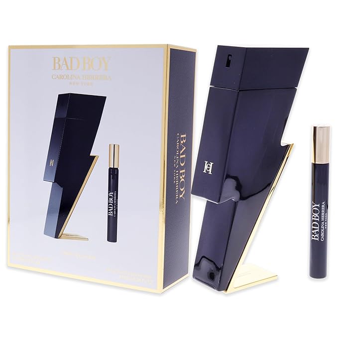 Carolina Herrera Bad Boy 2-Piece Travel Set for Men (3.4 Oz Eau De Toilette Spray + 0.34 Oz Eau De Toilette Spray)