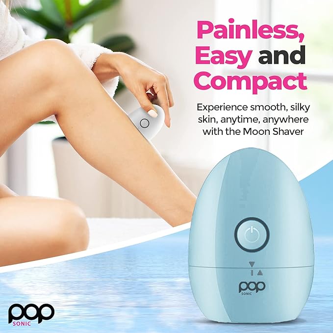 Pop Sonic Moon Shaver (Slate) - Face &amp Body Shavers for Men &amp Women - 3 Floating Rotary Heads Face Shaver w/Removable Cap - Long Lasting Lithium-ion Battery Portable Electric Shaver &amp Leg