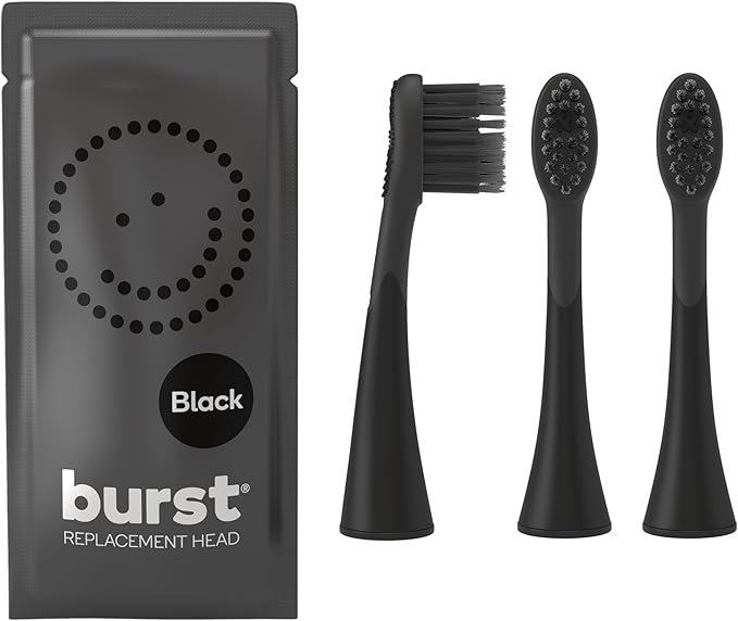BURST Genuine Replacement Heads for Original Sonic Electric Toothbrush (Black/3 Pack) | Ultra Soft Bristles for a Deep Clean | Stain &amp Plaque Removal