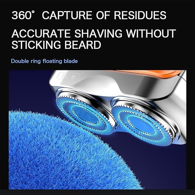 Portable Rotary Dual Ring Electric Shaver 9000RPM Mini Dual-Head Electric Shaver Washable Double Head Razor IPX7 Waterproof 60 Days Battery Life Powerhouse for Men Close Shave (Blue*2)