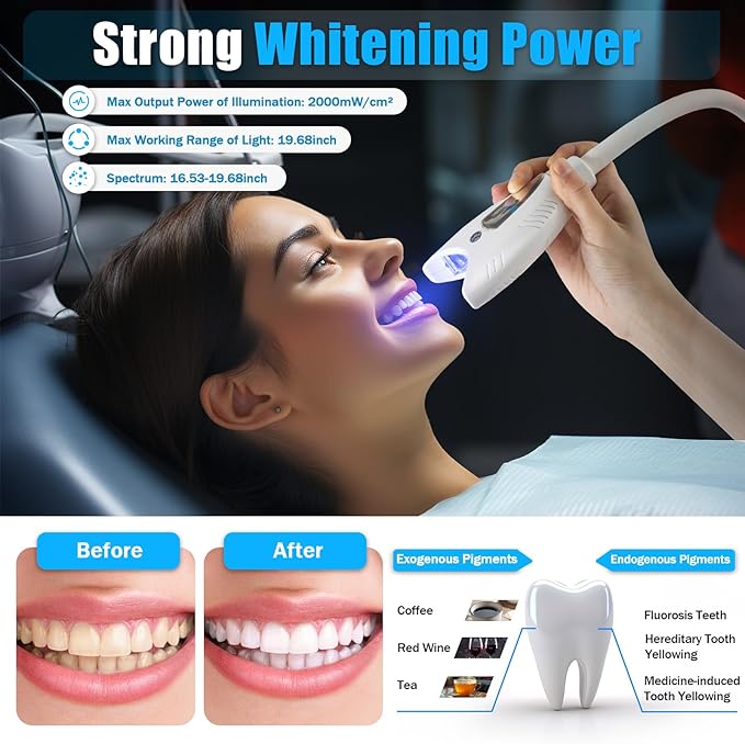 Zoom Teeth Whitening Lamp Professional Machine Light with 4 LED Bulbs &amp Remote Control Dental Adjustable up to 19.68in Timer 5-30 Mins for Home and Clinic Use