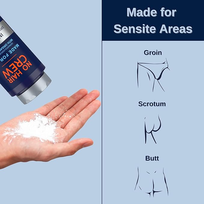 No Hair Crew | The Mega Bundle | Intimate and Body Hair Removal Creams with Intimate Dry &amp Fresh Powder | Made for Men