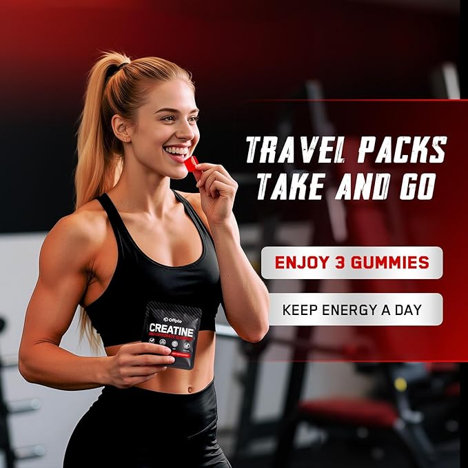 Creatine Monohydrate Gummies for Men &amp Women Sugar-Free Vegan Chewable travel creatine packets(8g Per Packet) with Taurine for Muscle Energy Focus Support Pre Workout Nutrition Supplements120
