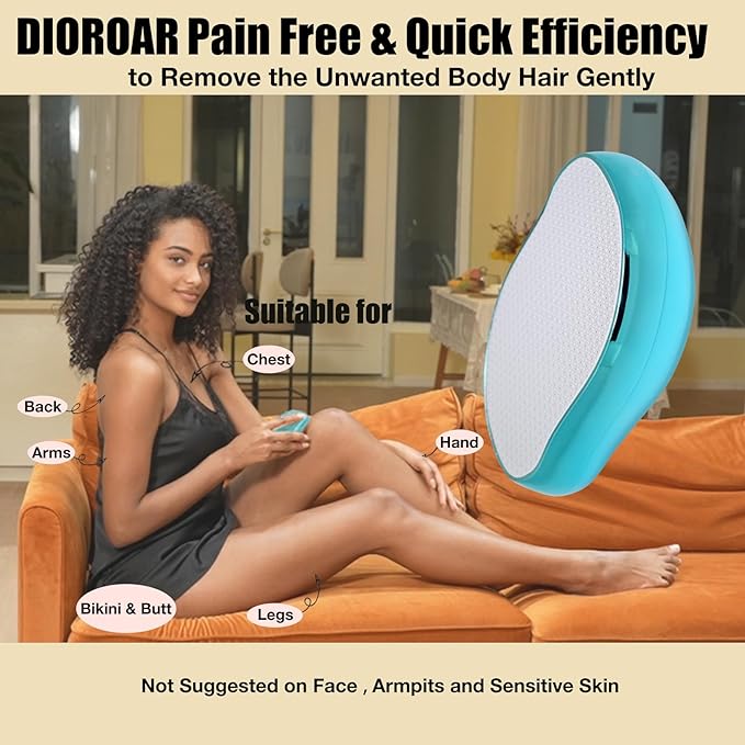 Crystal Hair EraserUpgrade Crystal Hair RemoverPhysical Nano Glass Hair Removal DevicePainless Epilator and Exfoliator Without Shaver for Quick Soft Silky Skin(Ocean Blue)
