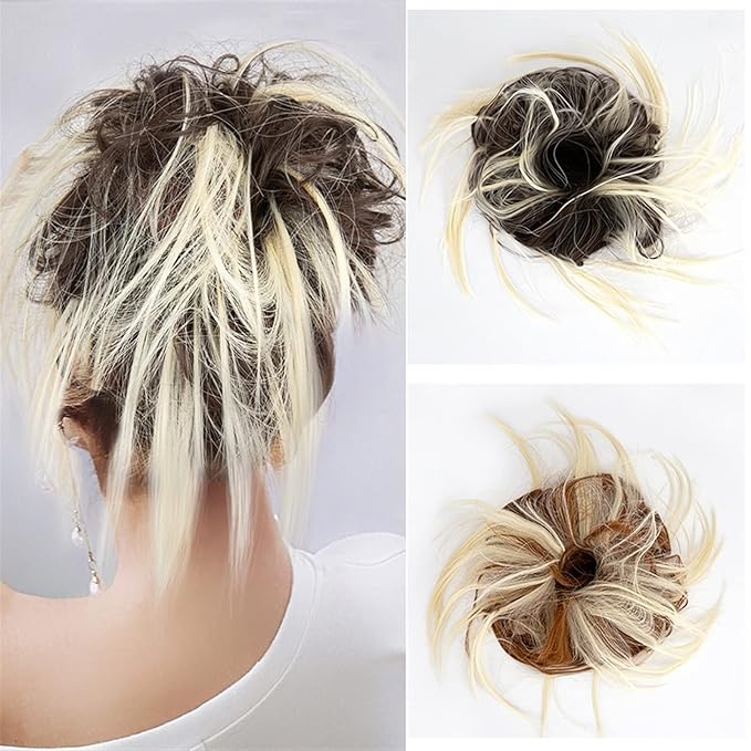 EARSHOT Hair Buns Hair Piece Synthetic Bun Ponytail Hair Extensions Headband Messy Bun with Elastic Rubber Band Ponytail Wig Hair Bun for Women Hair Accessories For Girls (Color : 30#)