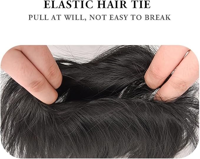 HIHELO Short Ponytail Extensions Synthetic Straight Hair Hair Bun with Elastic Band Hair Accessories Women Wig Hair Bun (Color : D)