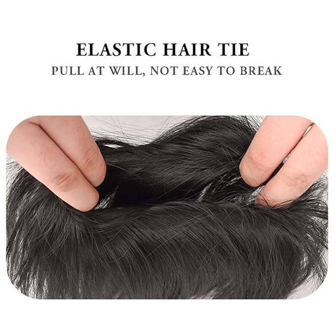 EARSHOT Hair Buns Hair Piece Short Ponytail Extensions Synthetic Straight Hair Hair Bun with Elastic Band Hair Accessories Women Wig Hair Bun Hair Accessories For Girls (Color : B)