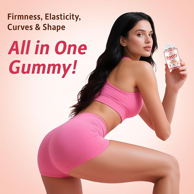 Booty Gummies for Women BBL Gummies Contains CurvaBoost BBL Herb Blend &amp Creatine Monohydrate for Booty Curves &amp Energy Zero Sugar Vegan Peach Flavor - 120 Counts