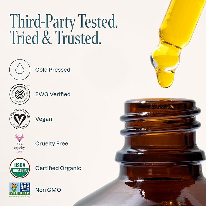 Cliganic Organic Rosehip Seed Oil for Face 100% Pure | Natural Cold Pressed Unrefined Non-GMO | Carrier Oil for Skin Hair &amp Nails (Packaging May Vary)