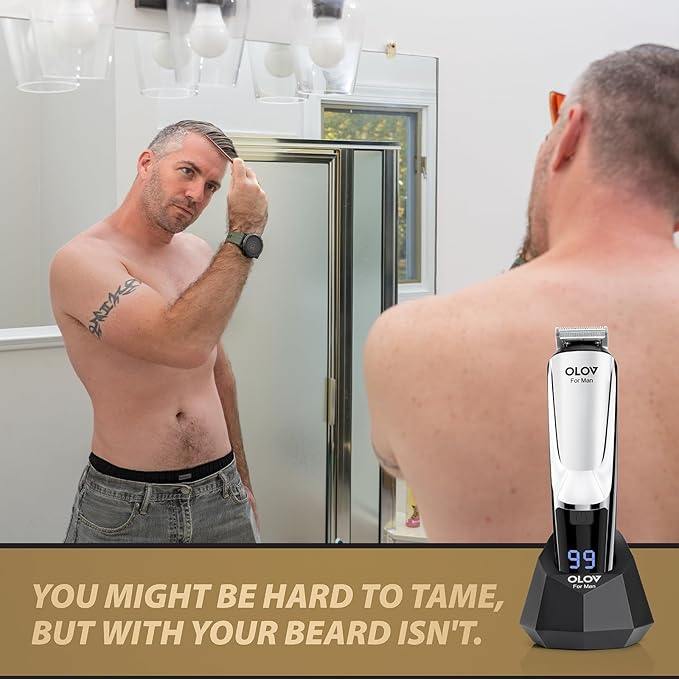 Beard Trimmer 21 Piece Mens Grooming Kit for Beard &amp Mustache Trimming Electric Shaver Nose Hair Trimmer Cordless Hair Clippers Waterproof Silver